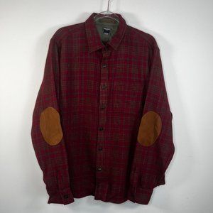 Todd Snyder Guide Shirt Jacket Wool Red Gray Plaid Elbow Patches Size X-Large